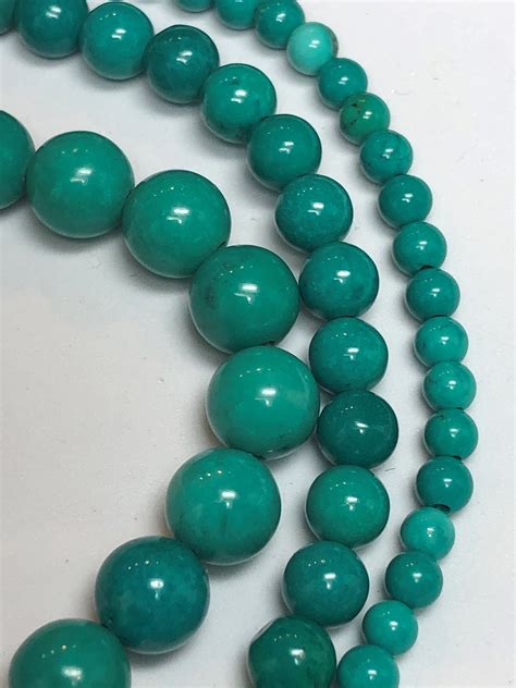 Green Turquoise Dyed Magnesite Gemstone Beads Full Etsy