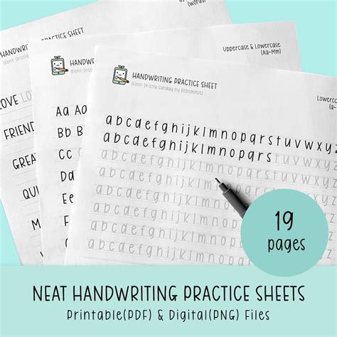 Neat Handwriting Practice Sheets Printable Handwriting Etsy