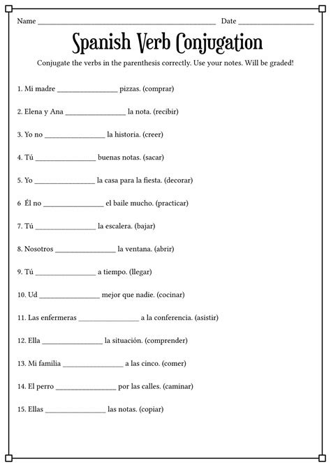 Spanish Worksheets Verb Worksheets Printable Worksheets Spanish Verb