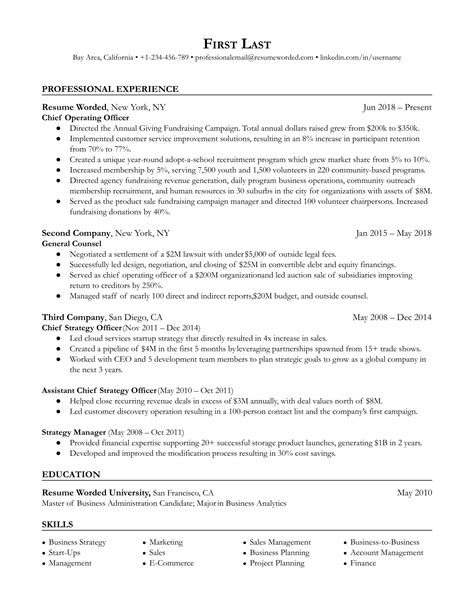 C Level Resume Template