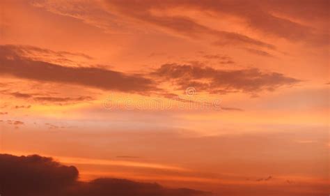 Orange And Pink Sky After Sunset Can Be Used As Background Stock