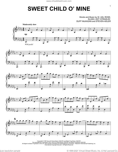 Sweet Child O Mine Classical Version Sheet Music For Piano Solo