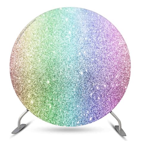 Dreamy Glitter Rainbow Circle Birthday Backdrop Lofaris