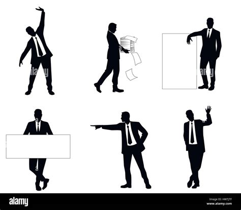 Vector Illustration Of A Six Businessmen Silhouettes Stock Vector Image