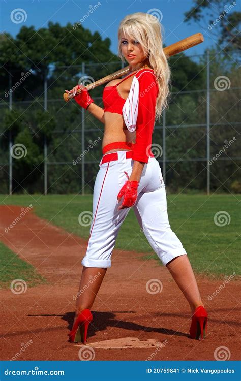 Sexy Baseball Girl Stock Image Image