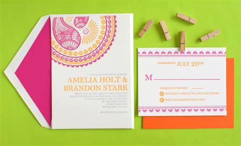Invitations • save the date • ceremony booklets • signage • wall art. Indian Pattern Letterpress Wedding Invitations