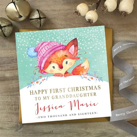 To My Granddaughter First Christmas Card Personalised By Farrah Eve
