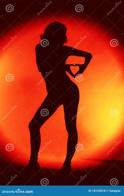 Woman Silhouette On Red Background Royalty Free Stock Photos Image