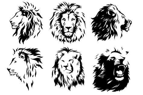 Lion Head Vector Set Custom Designed Graphics ~ Creative Market