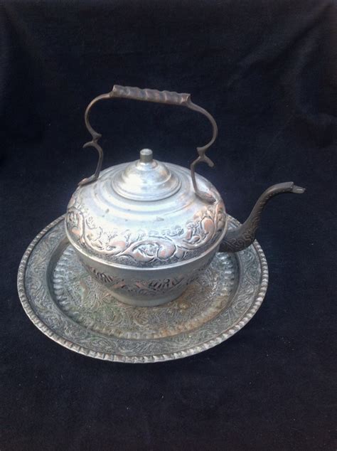 On Sale Vintage Middle Eastern Teapot Set Moroccan Copper Kettle