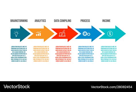 Five Steps Process Chart Slide Template Royalty Free Vector