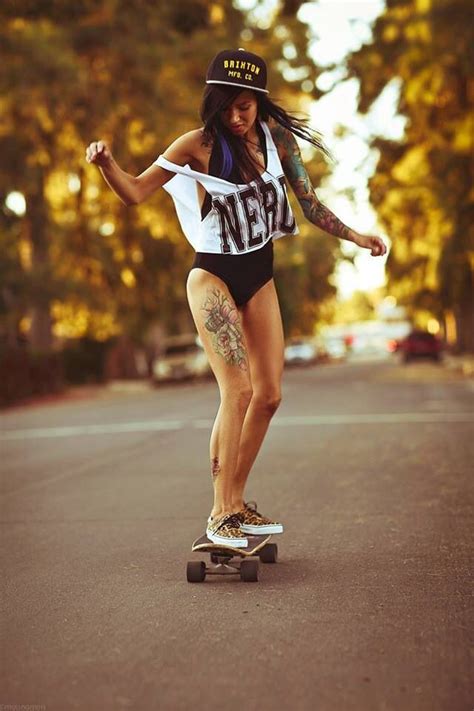 Tattoos Ink Skateboard Girl Carver Skateboard Surfergirl Style