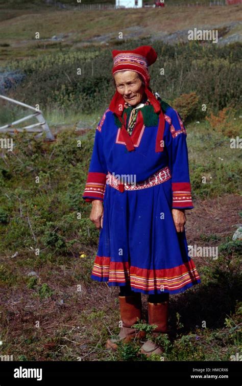 Sami Laplander Woman Wearing A Traditional Dress Kautokeino