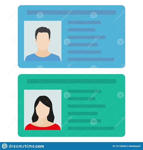 Id Card Or Car Driver License With Man And Woman Photo Vector