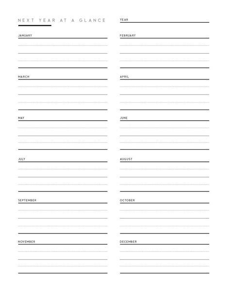 Printable Next Year At A Glance Template Planner Printables Free