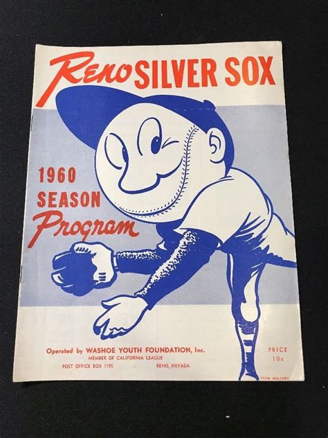 1960 Reno Silver Sox Minor League Baseball Baseball Program Silver