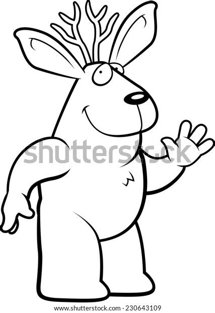 Happy Cartoon Jackalope Waving Smiling Stock Vector Royalty Free