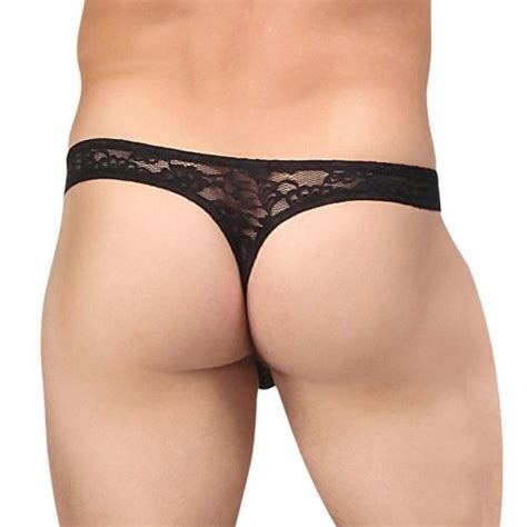 Male Power Stretch Lace Bong Thong Black S M Sex Toys At Adult