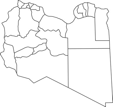 Mapa De Libia Con Detallado País Mapa Línea Mapa 30348899 Png