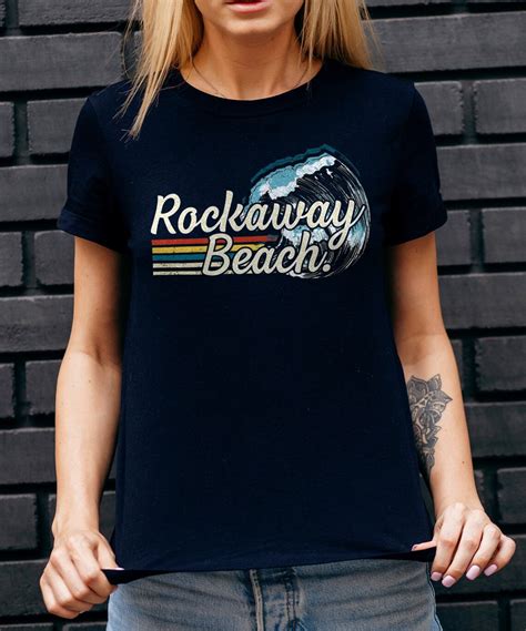 Rockaway Beach Womens Navy Surf Graphic T Shirt Etsy