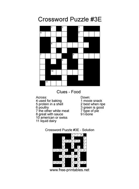 The goal is to fill the white squares with letters, forming words or phrases, by solving clues which lead to the answers. Easy Printable Crosswords - Free Printable Crossword Puzzles