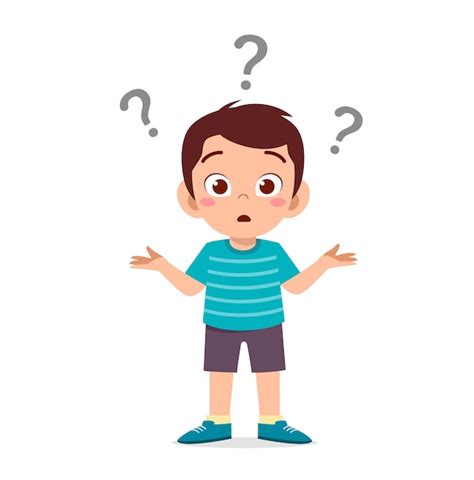 Premium Vector Cute Boy Show Confused Expression With Question Mark