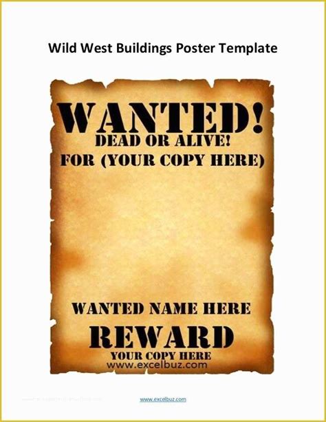 Wild West Wanted Poster Template Free Of Printable Wanted Poster