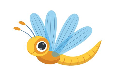 Fast Winged Dragonfly Cute Cartoon Inse Graphic By Pchvector
