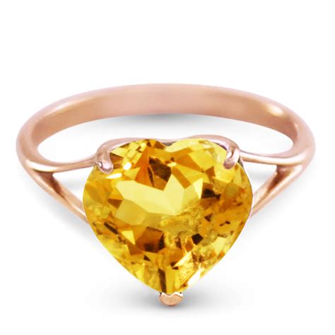K Rose Gold Ring W Natural Mm Heart Citrine For Sale Galaxy