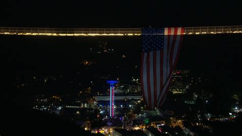 Massive American Flag Unfurled At Gatlinburg Skybridge A Massive American Flag Was Unfurled At