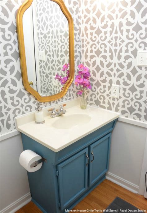 How To Makeover Your Bathroom With Trendy Wall Stencils Royal Design
