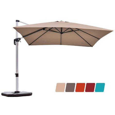 Costway 10 Ft Aluminum Cantilever Square 360 Degrees Tilt Patio Umbrella In Tan Op70233tn