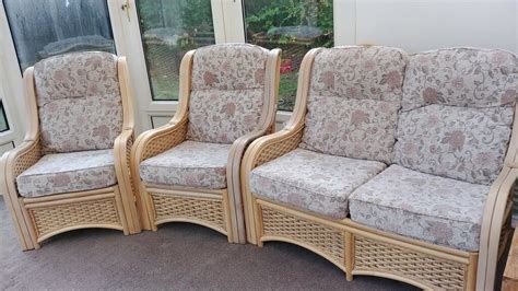 Conservatory Furniture Two Seater Sofa And Two Single Armchairs In