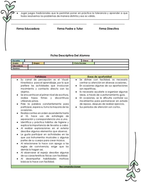 Ejemplo De Ficha Descriptiva Fichas Descriptivas Por Alumno Fichas Consejos Tecnicos Escolares