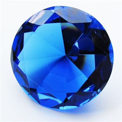 1 X Big 100mm Cobalt Blue 100 Mm Cut Glass Crystal Giant Diamond Jewel