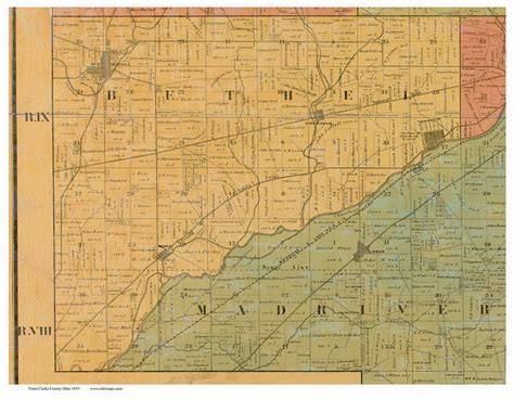 Bethel Ohio 1859 Old Town Map Custom Print Clarke Co Old Maps