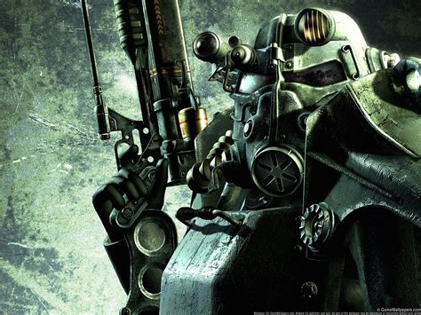 Person Wearing Mask With Rifle Game Character Wallpaper Fallout 3