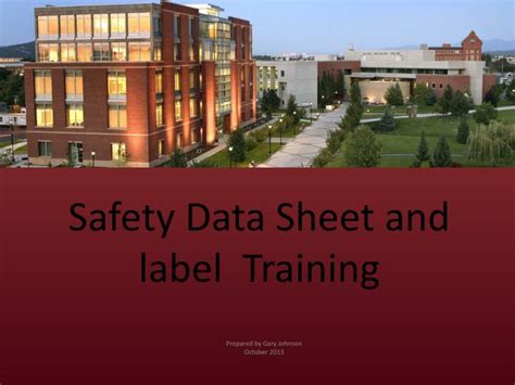 A safety data sheet is a document that provides detailed information regarding the properties, hazards, and safe use of chemicals. PPT - Safety Data Sheet and label Training PowerPoint ...