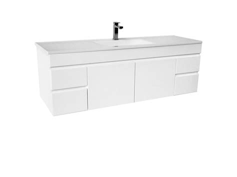Espire 1500mm Wall Hung Vanity Unit Single Bowl 2 Door 4 Drawers Wave Top White From Reece