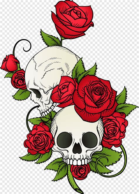 Skulls And Rose Flowers Calavera Skull Rose T Shirt Drawing Hand