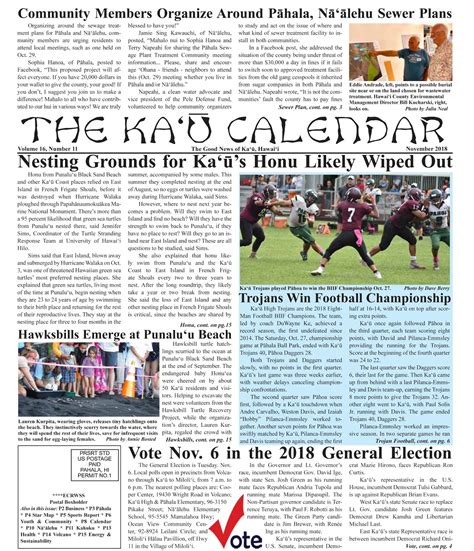 The Kaʻū Calendar News Briefs Hawaiʻi Island Nov 20 2018
