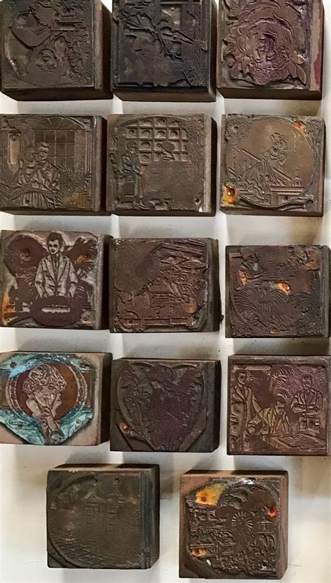 Antique Copper Printing Lithograph Wood Blocks Plates