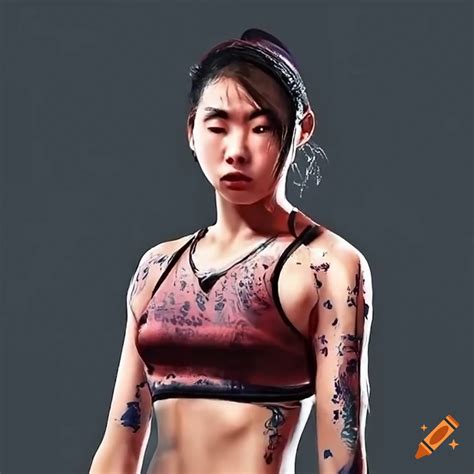 Asian Female Fighter With A Defeated Expression On Craiyon