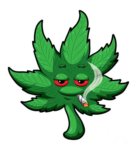 Cannabis Leaf With Red Eyes Smokes Weed Thc Cbd 1 Digital Art By