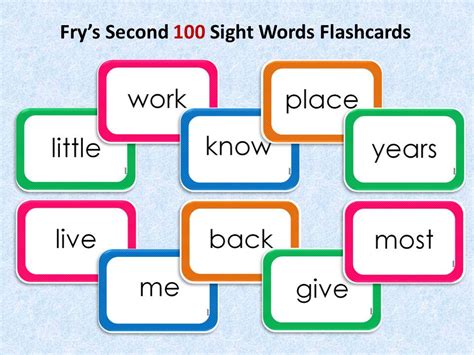 Fry Sight Words Flashcards Colored Frys Second 100 Etsy Sight Word