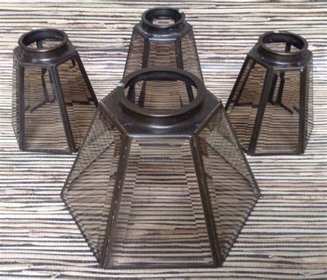 Contacted fantasia ceiling fans, to get replacement shades. 4 VTG Brass Bronze Beveled Smoky Glass Globes Light ...