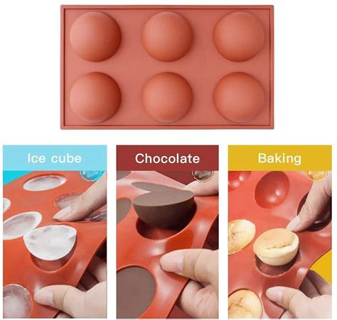 6 Cavity Hemisphere Silicone Mold 3 Packs Baking Mold For Making