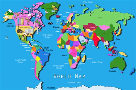 World Map For Kids World Map Weltkarte Peta Dunia Mapa Del Mundo