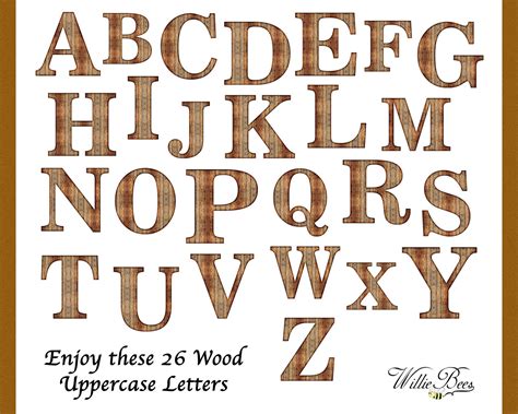 Brown Wood Uppercase Alphabet Capital Clip Art Letters A Z Etsy