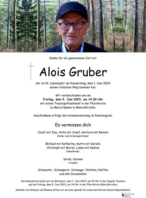 Alois Gruber Bestattung Stögerer